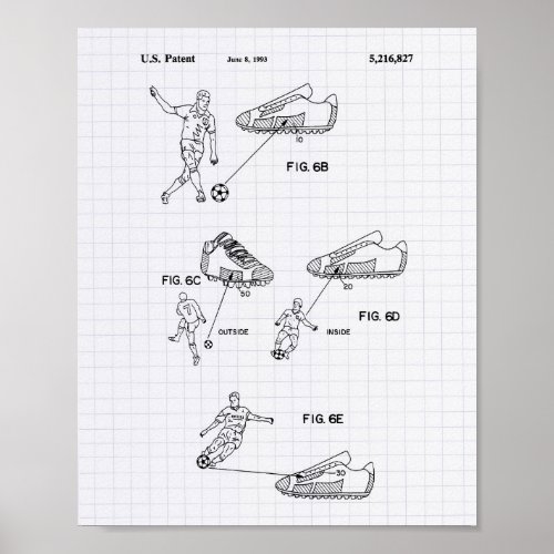 Soccer Shoes 1993 Patent Art _ Lined Peper Poster