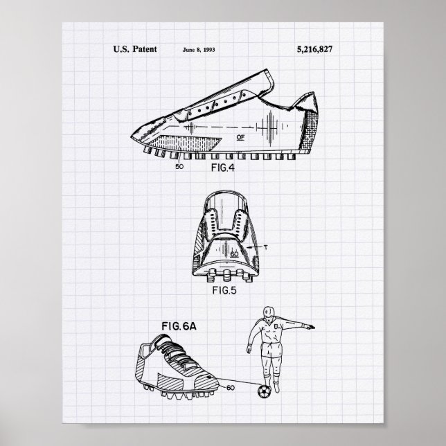 Soccer Shoes 1993 Patent Art - Lined Peper Poster (Front)