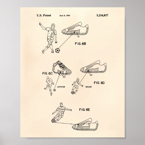 Soccer Shoes 1993 Patent Art _ Old Peper Poster