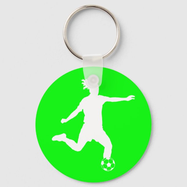 Soccer Silhouette Keychain Green (Front)