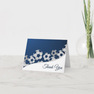 Soccer Silver and Blue Thank You Card