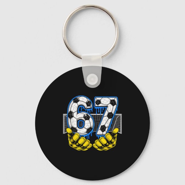 Soccer Six Seven 67 Funny Gen Alpha Meme  Keychain (Front)