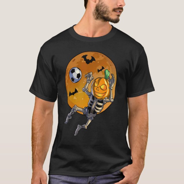 Soccer Skeleton Halloween Men Boys Soccer Hallowee T-Shirt (Front)