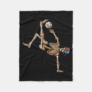 Soccer Skeleton Player Bicycle Kick Sport Hallowee Fleece Blanket