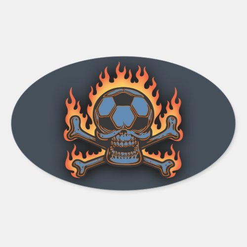 Soccer Skull III Oval Sticker