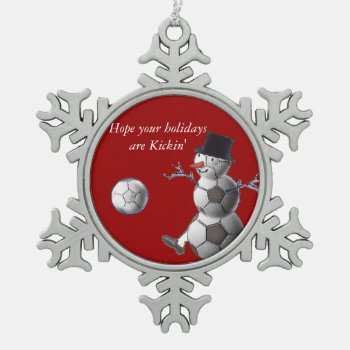 Soccer Snowman Snowflake Pewter Christmas Ornament by TheSportofIt at Zazzle