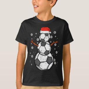 Soccer Snowman Xmas Christmas Srts Boys Girls  T-Shirt