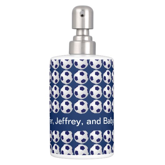 Soccer Soap Dispenser / Toothbrush Holder Set Blue (Front)