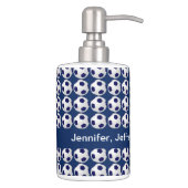 Soccer Soap Dispenser / Toothbrush Holder Set Blue (Right)