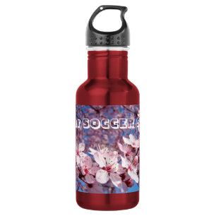 Soccer SOCCER Pink Blossom Flowers Water Bottle