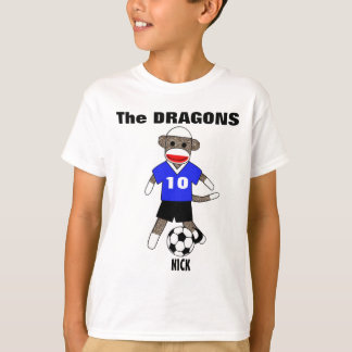 Soccer Sock Monkey T-Shirt (blue) - Customized