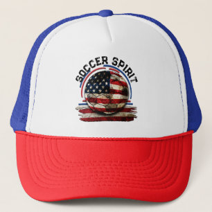 Soccer Spirit USA, American Flag Vintage Sports Trucker Hat