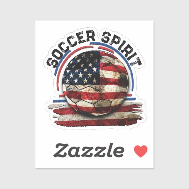 Soccer Spirit USA, Distressed Flag Game Football Sticker (Sheet)