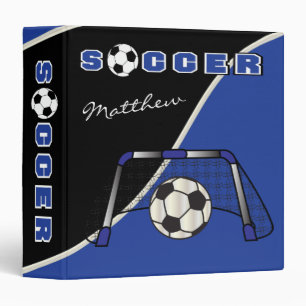 Soccer Sport   Dark Blue   DIY Name 3 Ring Binder