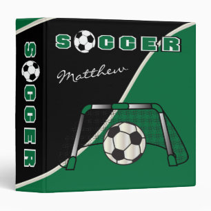 Soccer Sport Dark Green DIY Name 3 Ring Binder