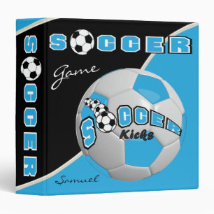 Soccer Sport Game Baby Blue DIY Name Binder