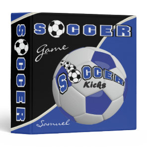 Soccer Sport Game | Dark Blue | DIY Name 3 Ring Binder