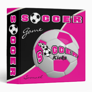 Soccer Sport Game Hot Pink DIY Name Binder