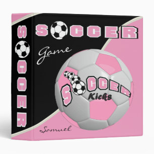 Soccer Sport Game Pink DIY Name 3 Ring Binder