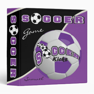 Soccer Sport Game Purple DIY Name 3 Ring Binder