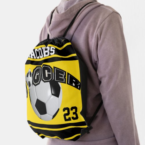 Soccer Sport Jersey  DIY Name and Number  Yellow Drawstring Bag