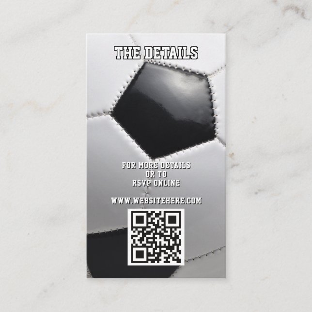 Soccer Sport QR Code Details Enclosure Card (Front)