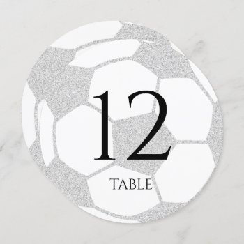 Soccer Sport Silver Table Number by InBeTeen at Zazzle