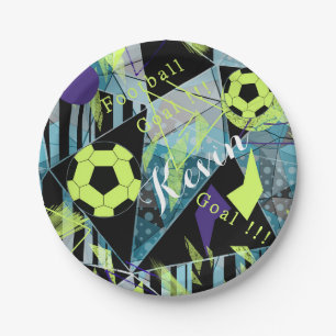soccer sports ball game paper plates