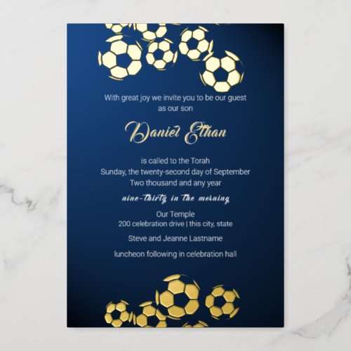 Soccer Sports Bar Mitzbah Foil Invitation