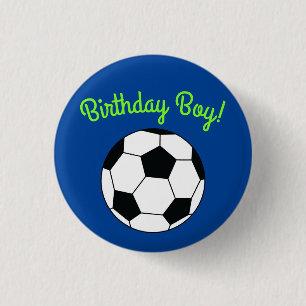 Soccer Sports Birthday Boy Party Button