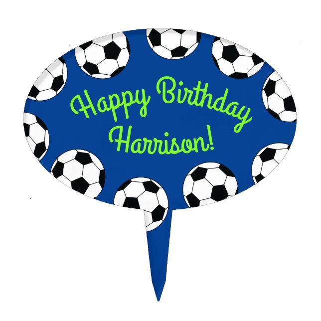 Soccer Sports Birthday Party Cake Topper (Front)