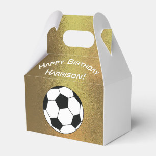 Soccer Sports Birthday Party Dark Gold White Favor Boxes