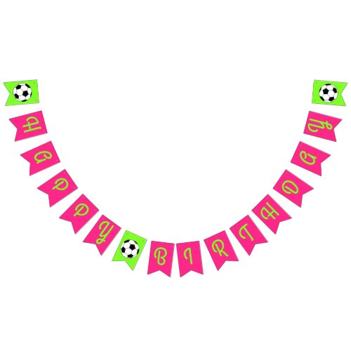 Soccer Sports Birthday Party Pink Bunting Flags