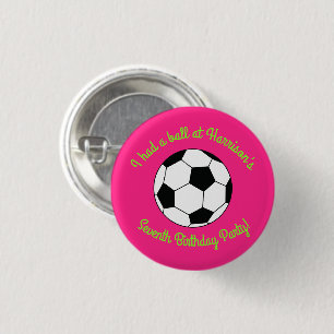 Soccer Sports Birthday Party Pink Button