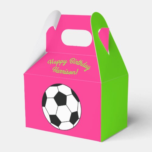 Soccer Sports Birthday Party Pink Favor Boxes