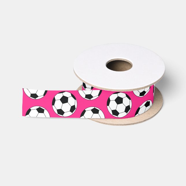 Soccer Sports Birthday Party Pink Satin Ribbon (Spool)