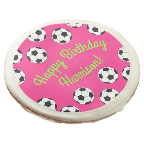Soccer Sports Birthday Party Pink Sugar Cookie