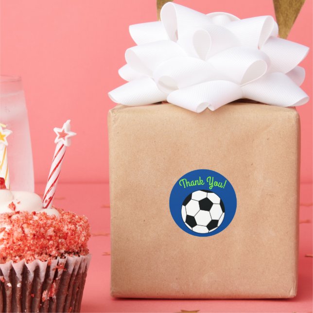 Soccer Sports Birthday Party Thank You Classic Round Sticker (Party)