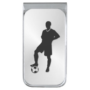 Soccer / Sports Design Silver Finish Money Clip