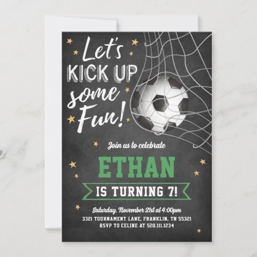 Soccer Sports Game Birthday Party Invitation