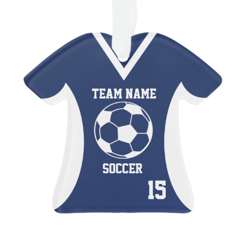Soccer Sports Jersey Blue with Photo Ornament