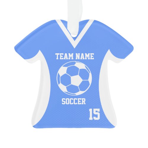 Soccer Sports Jersey Blue with Photo Ornament