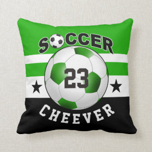 Soccer Sports Jersey Custom Name Number green Throw Pillow