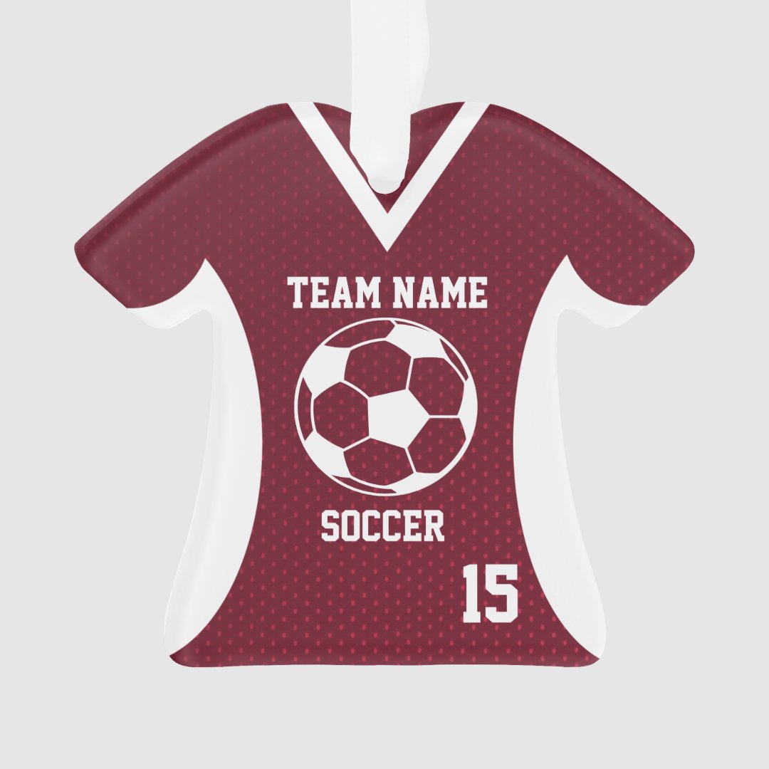 Soccer Sports Jersey Maroon with Photo Ornament | Zazzle