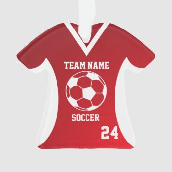 Soccer Sports Jersey Red With Photo Ornament by tshirtmeshirt at Zazzle