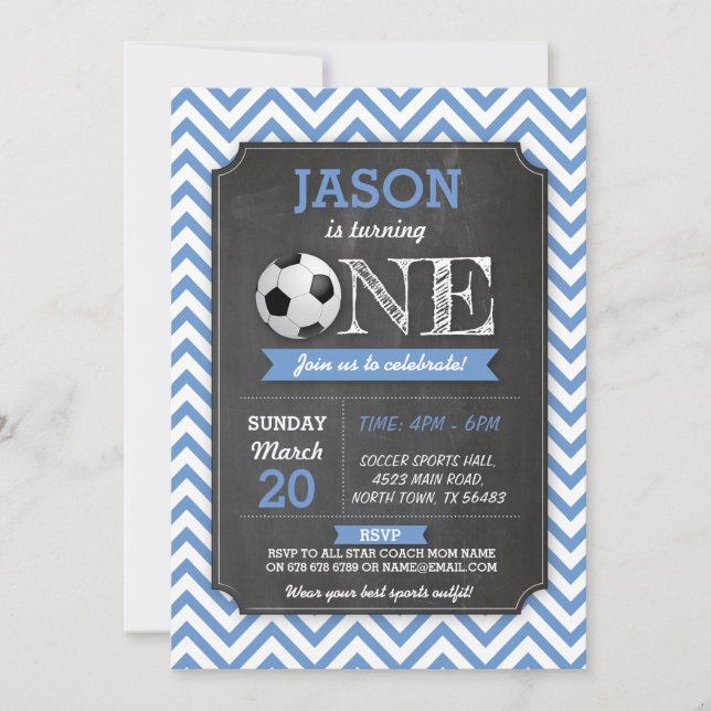Soccer Sports Party Football 1st Birthday Invite (Front)