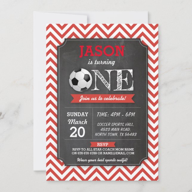 Soccer Sports Party Football 1st Birthday Invite (Front)