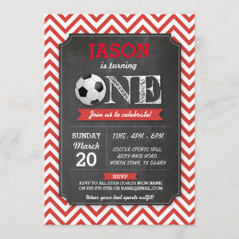 Soccer Sports Party Football 1st Birthday Invite