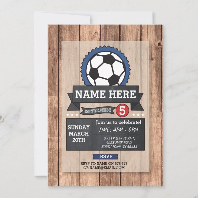 Soccer Sports Party Football Ball Birthday Invite (Front)