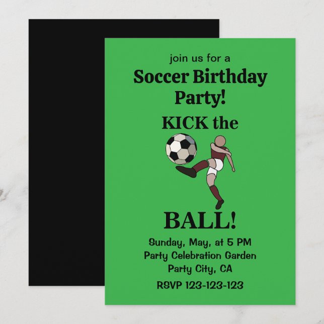 Soccer Sports Player Coach Birthday Party Invitation (Front/Back)
